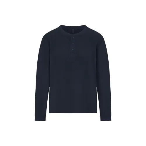 SKIMS Т-рубашка с оборванными плечами женская темно-синий морской синий