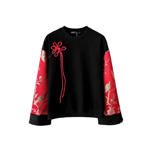 JK JS Толстовка Женская Черная Красная