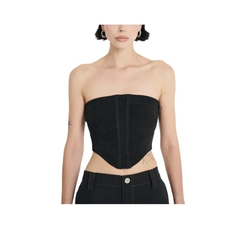 DION LEE Металлик Ядерный Треугольник CORSET Без бретелей Топ Женские Черный Черный