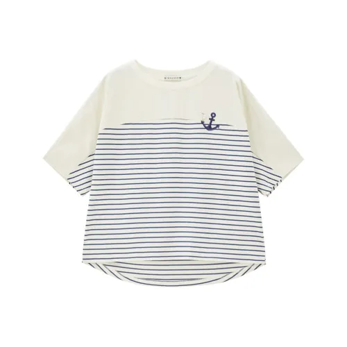 Giordano T-рубашка женская синий и белый в полоску