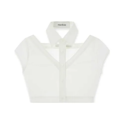 KIMHEKIM SS24 Cut OUT Короткий рукав хлопковая рубашка женская белый белый
