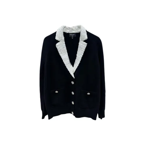 CHANEL Черный/Белый Женские кашемировые свитеры