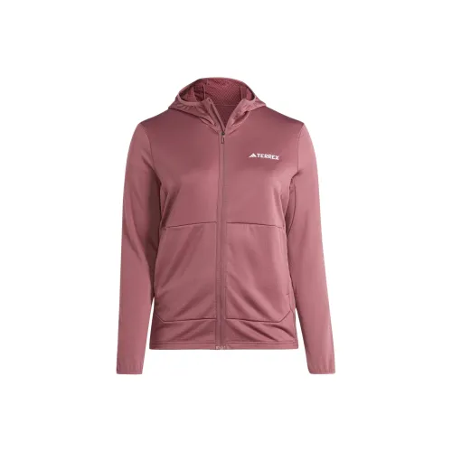 Adidas Terre TERREX XPERIOR Светлый Флис С капюшоном Куртка Большой размер Куртки Пальто Женские Бордовый