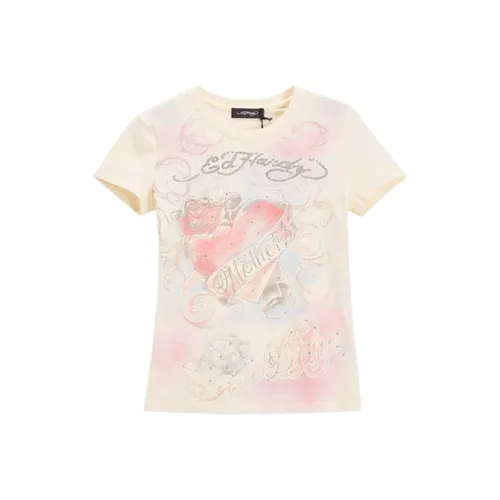 Ed Hardy Слоновая кость Женские Футболки