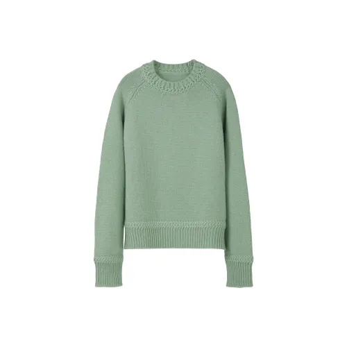 Fstudio Осенний Зимний Однотонный Круглый вырез 100% шерсть Свитера Круглый вырез Непритязательный стиль Свитер Женский Желтый