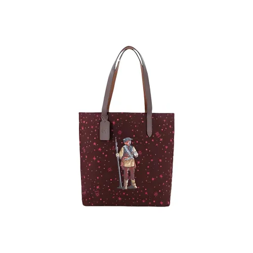 COACH Синцзи BATTLE Коллаборация Холст с принтом гладкая кожа сумка-тоут сумка через плечо большая женская