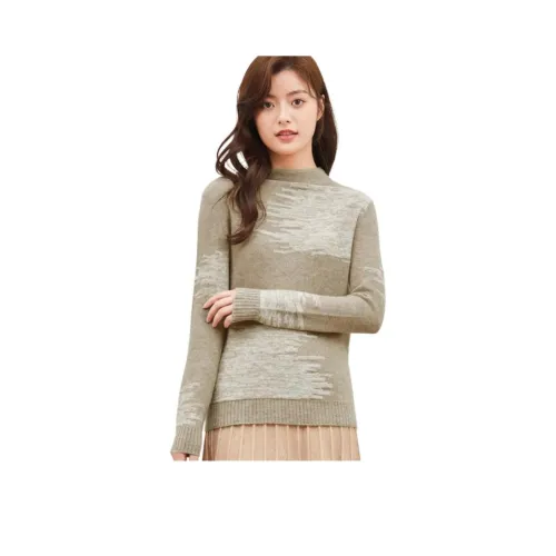 MIHUANG Кашемир Свитер Женский Неокрашенный Средний Верблюжий