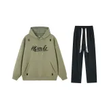 Комплект одежды (Мох зеленый свитшот + черные штаны) с флисовой подкладкой