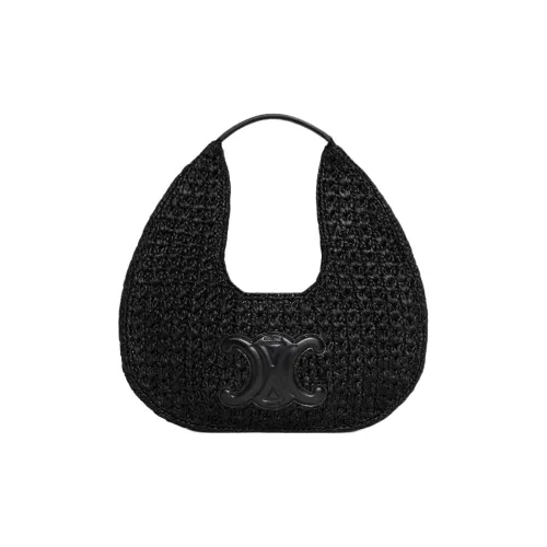 CELINE Растительный материал с коровья кожа хобо сумка женская черная