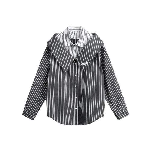 JIKOO Рубашка Женская Темно-Серый Полосы