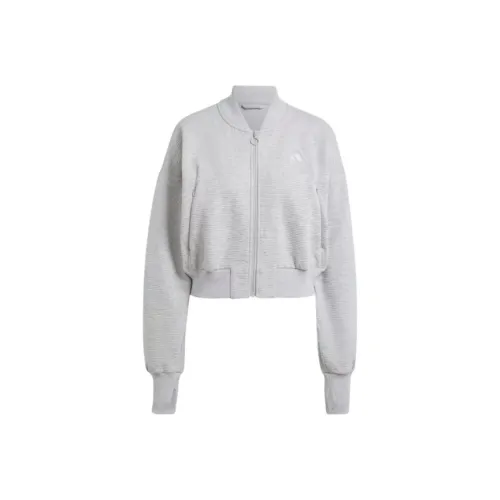 Adidas All Szn Ribbed Track Jacket Куртки Пальто Женские Средний Серый