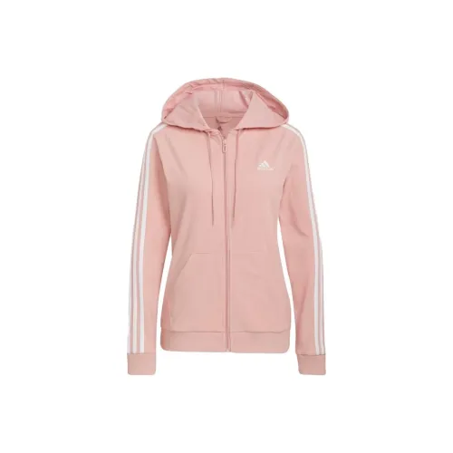 Adidas Essential Single Jersey 3 Stripes Full Zip Hoodie Hoodie Women's