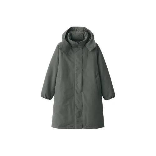 Muji Дымчатый Зеленый Женские Пуховики