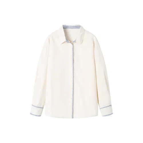 Корейский стиль рубашка женский миндально-белый