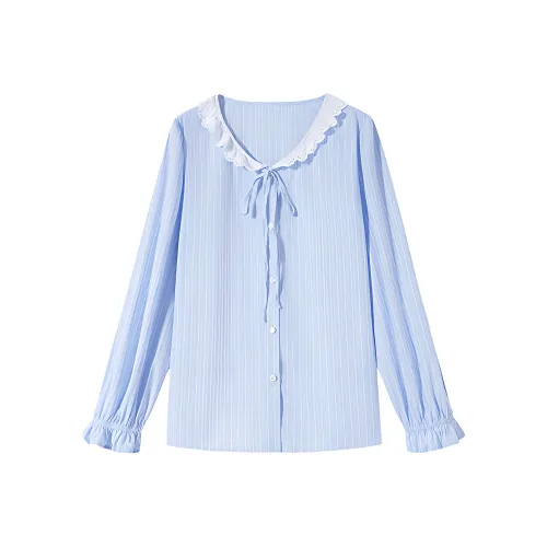 SHIRAN Рубашка Женская Синие Белые Полоски