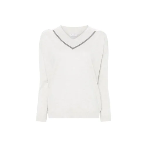 BRUNELLO CUCINELLI FW24 Кашемир Свитер Женский Светлый Бежевый