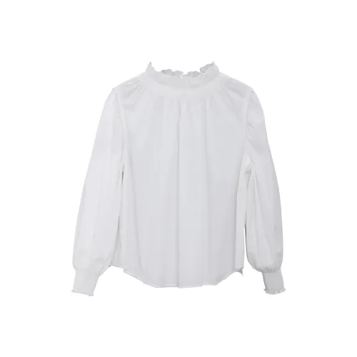 Fstudio Рюш Маленький Кружевная отделка Рубашка Женская Белая