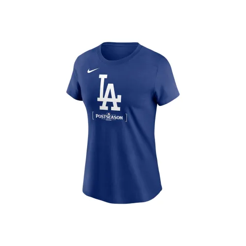 Nike X MLB Коллаборация Los Angeles Dodgers Регулярная футболка Женская Синяя