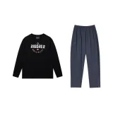 Комплект одежды (Чисто черный топ + угольно-серые штаны)