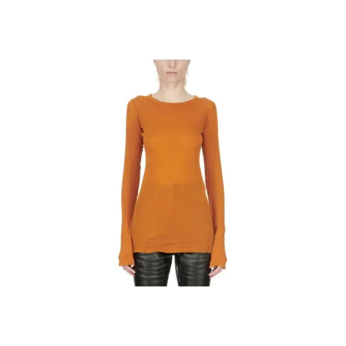 RICK OWENS совместный бренд RO SS24 Lido RIB LS T В глине Мини Ребро Джерси Трикотаж Женские Апельсин