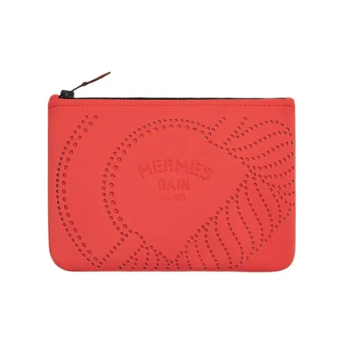 HERMES Neobain Canoe H Полиамид Путешествие Мешок для хранения Трубы Женские Гранатовый Красный