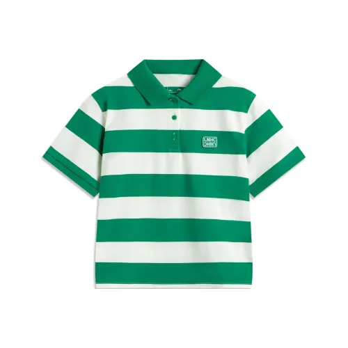LINING Sports Life Collection Перечно-зеленый/Сливочный Женские Поло
