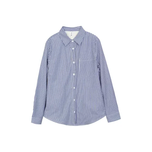 Lucybaily Рубашка Женская Синяя Белая Вертикальные Полосы
