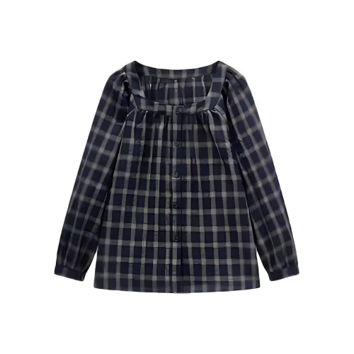 EICHITOO Рубашка Женская Темно-Синяя Клетка
