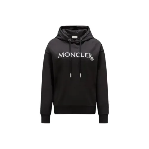 Moncler FW23 Embroidered Logo Hoodie Hoodie Women's Black