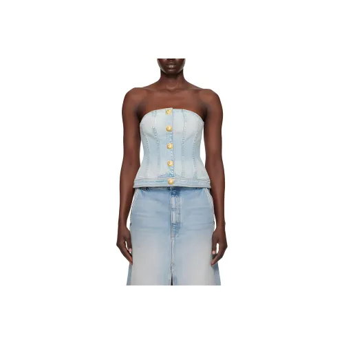 BALMAIN Без бретелек Топ Женский Синий
