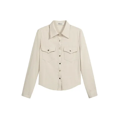 HUINIAN Экрю Женские Рубашки