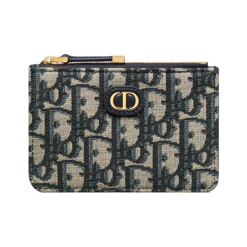 DIOR 30 Montaigne Хлопок Держатель для карт Женский Синий