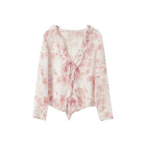 3COLOUR Рубашка Женская Вишневый цветок Розовый