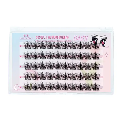 LEOUEANR 5D Малыш Изогнутые Накладные ресницы Сегментированные Увеличивающие 50 Штук