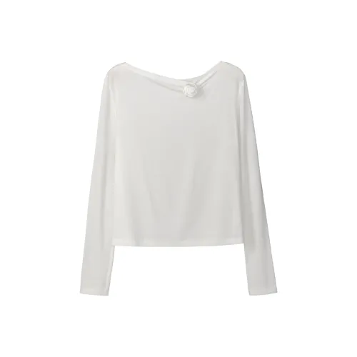 Fstudio Весенний Корейский стиль Дизайн Универсальный Круглый вырез Базовый слой Рубашка Женская