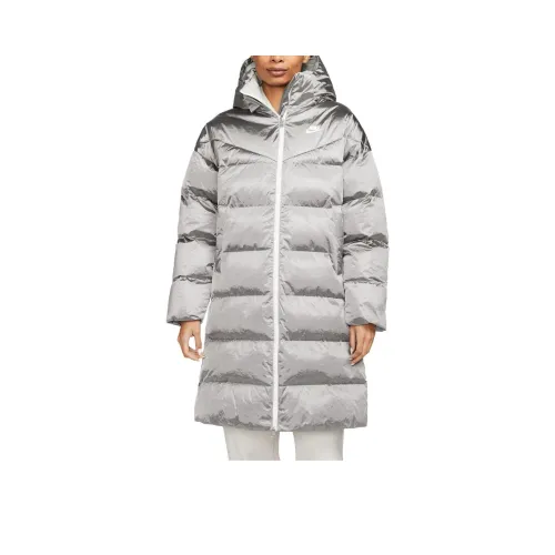 NIKE Туманно-серый/Белый/Белый Женские Куртки