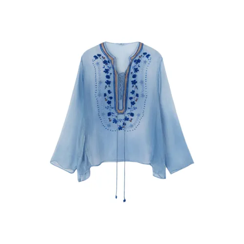 ERMANNO SCERVINO Светло-синий Женские Шифоновые Рубашки