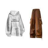 Белый с капюшоном + хаки карго штаны