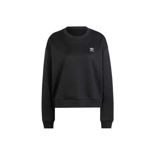 Adidas Originals Trefoil Cropped Sweater Hoodie Women's Black Adidas Originals Trefoil Укороченный Свитер Толстовка Женский Черный