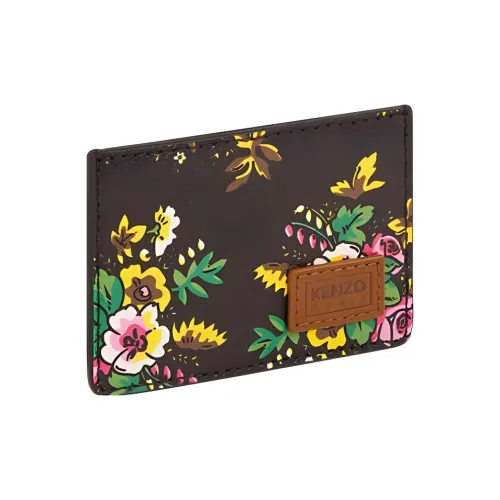 KENZO Кожаный держатель для карт с этикеткой Мужской Черный