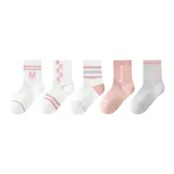 5 пар (Белый + Белый, Розовый + Бело-серый, Сливово-розовый + Светло-серый)