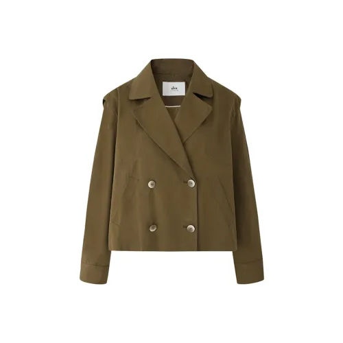 Elva' Island Куртки и Пальто Женские Кофейно-Зеленый