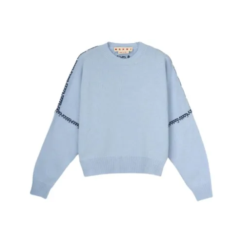 MARNI FW24 Кашемировый свитер женский синий