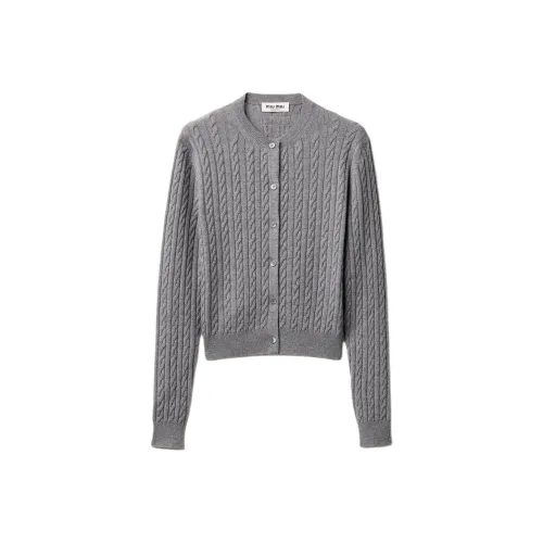 MIU MIU Кашемир Свитер Женский Серый Белый