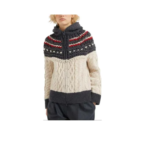 BRUNELLO CUCINELLI FW24 Кашемировый свитер женский большой бежевый