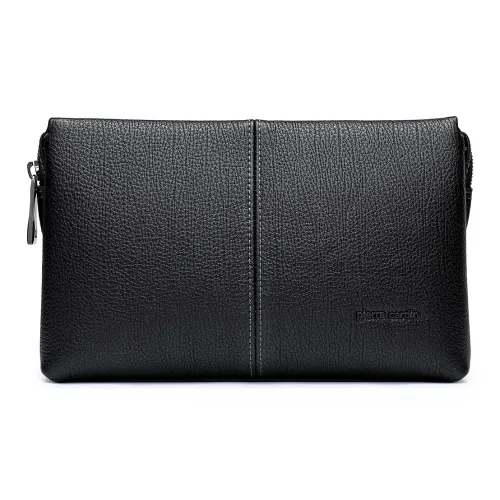 PIERRE CARDIN Клатч из крупнозернистой текстуры коровьей кожи мужской черный