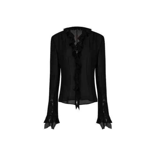 ZHIZHI Темно-черные женские рубашки