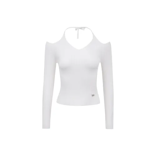 Ariseism Дизайн Длинный Рукав Трикотаж Осенний Новинка Тонкий Крой Топ для Более Узкого Образа Женские