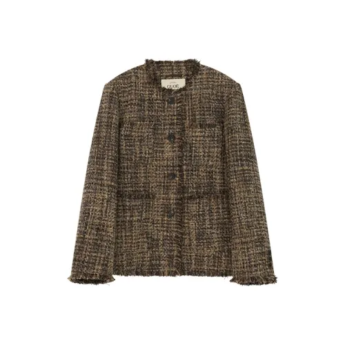 Guoeretro Loose Fit Thickened Coat Spring Fall Winter Women's Chocolate Brown Guoeretro Свободный крой Утолщенное пальто Весна-Осень Зима Женское Шоколадный Коричневый