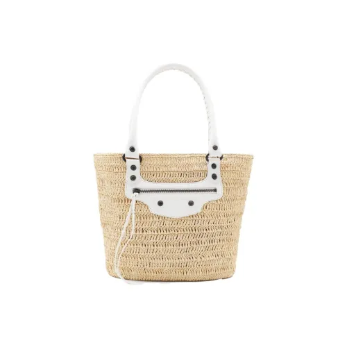 Balenciaga Le City Соломенная плетеная сумка-тоут сумка для покупок сумка через плечо маленькая сумка женский натуральный и белый